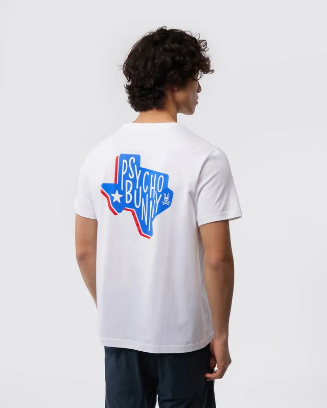 Psycho Bunny Men's Tees Texas Tee T-shirt bianca in cotone Pima