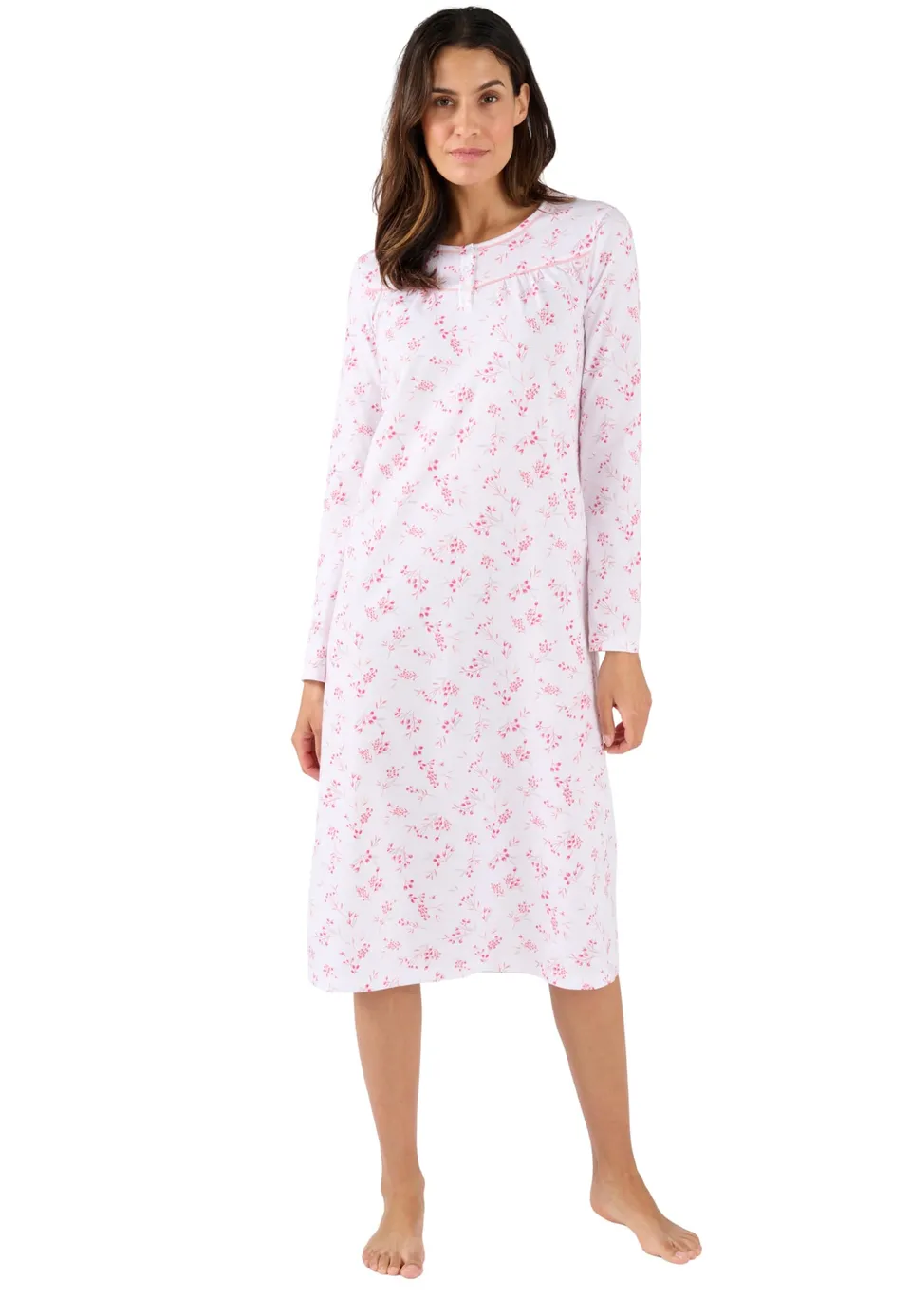 Damart Homewear Camicia da Notte Maglia Puro Cotone donna rosa fiorito XS