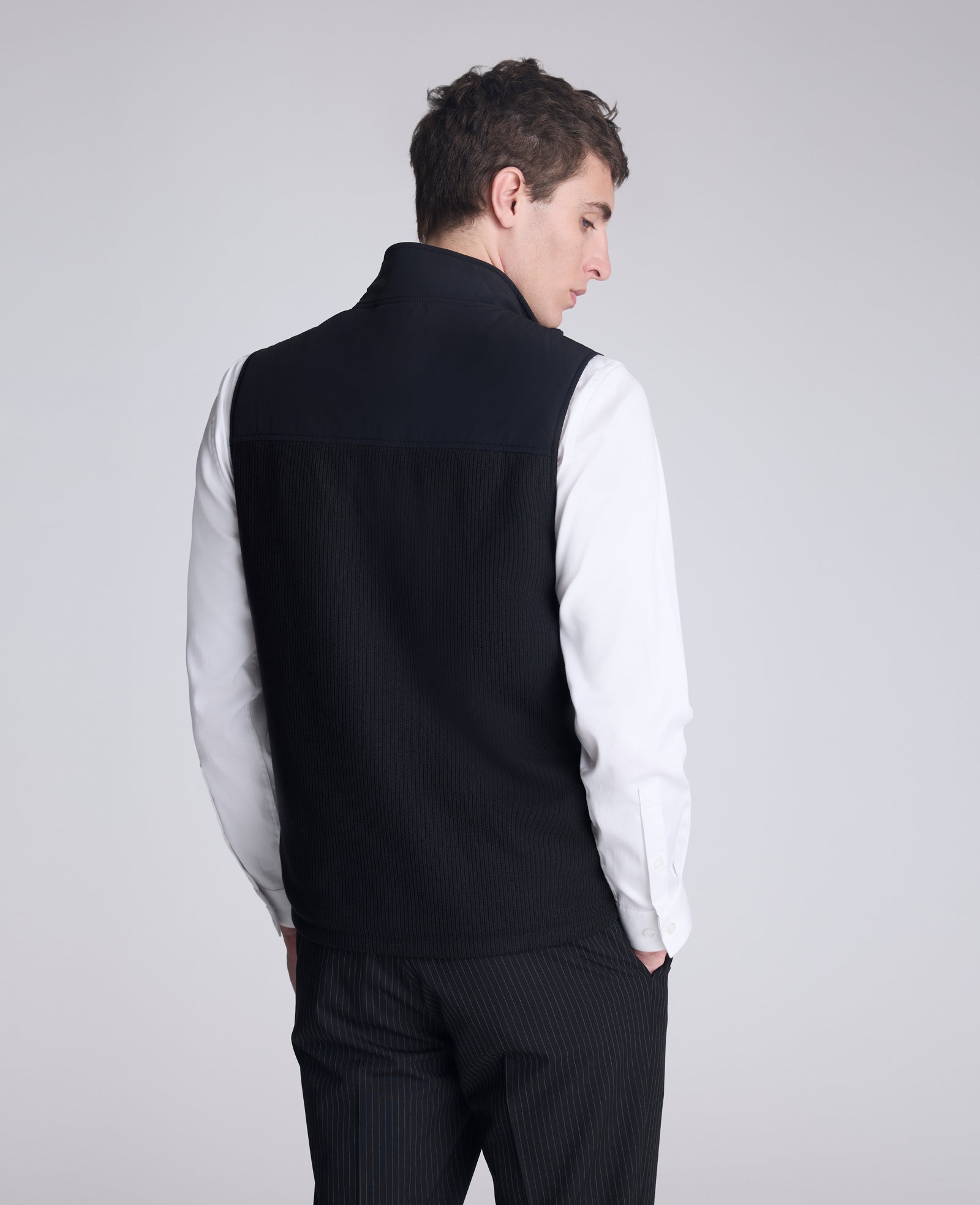 Kenneth Cole Reaction Clothing Mixed Media Vest gilet nero imbottito leggero