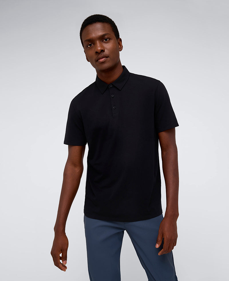 Kenneth Cole Reaction Clothing Performance Button Polo polo nera traspirante