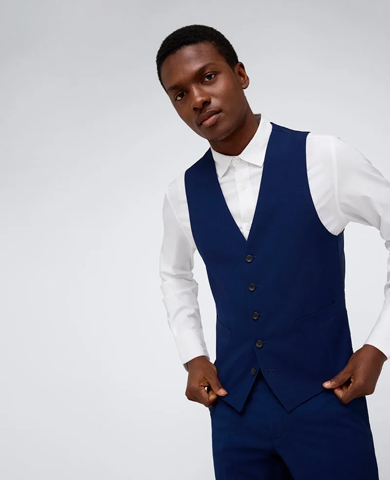 Kenneth Cole Reaction Clothing Ready Flex Slim-Fit Suit Separate Vest gilet blu brillante elasticizzato