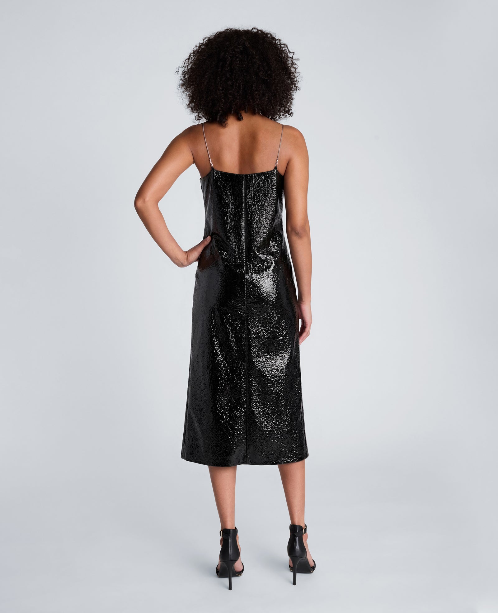 Kenneth Cole Reaction Clothing Metal Strap Midi Slip Dress vestito midi nero