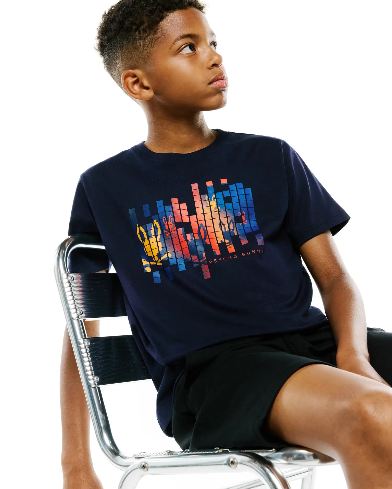 Psycho Bunny Kids Tees Zander Graphic Tee T-shirt blu 100% Pima