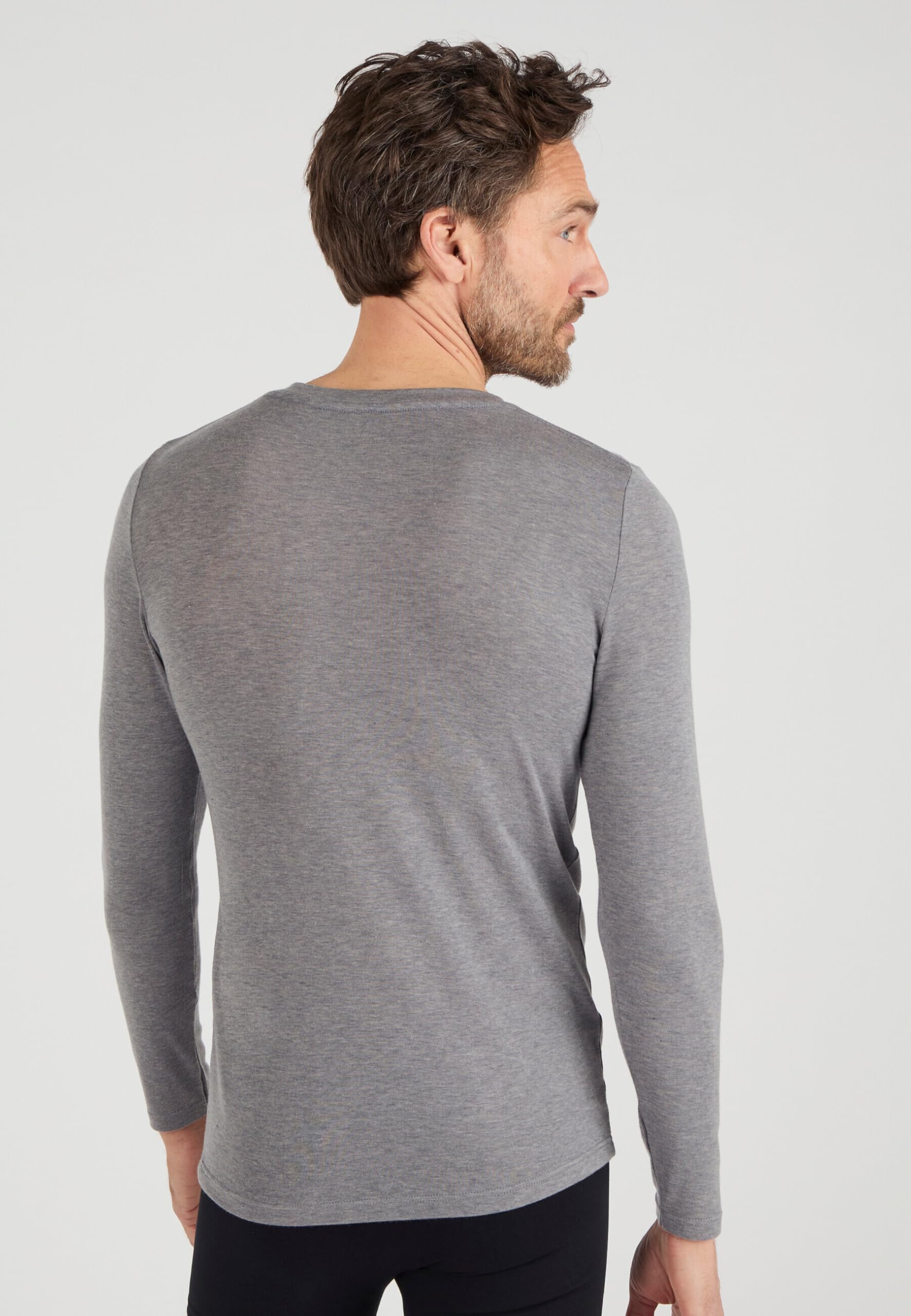 Damart Thermolactyl T-shirt uomo scollo a V manica lunga grigio melange scuro S