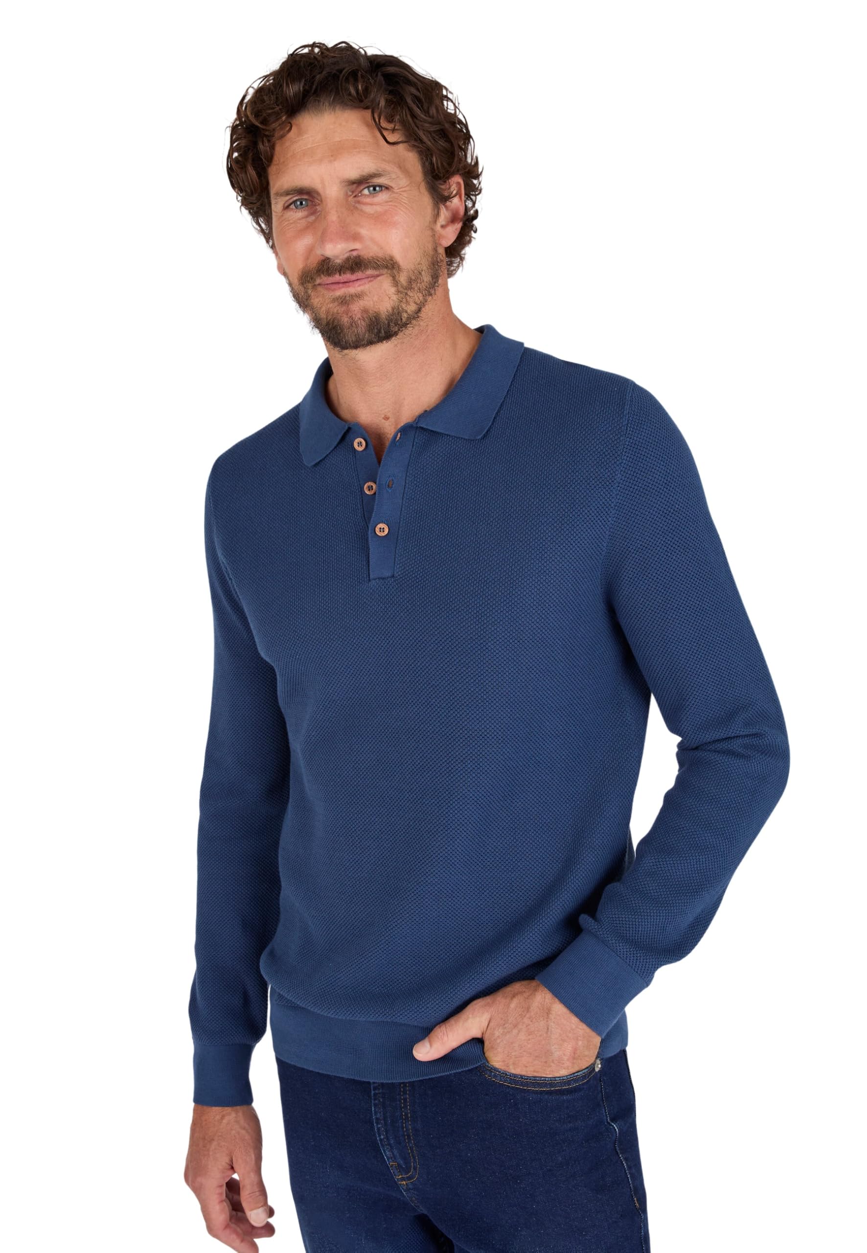 Damart Prêt-à-porter maglione collo a polo uomo S in cotone