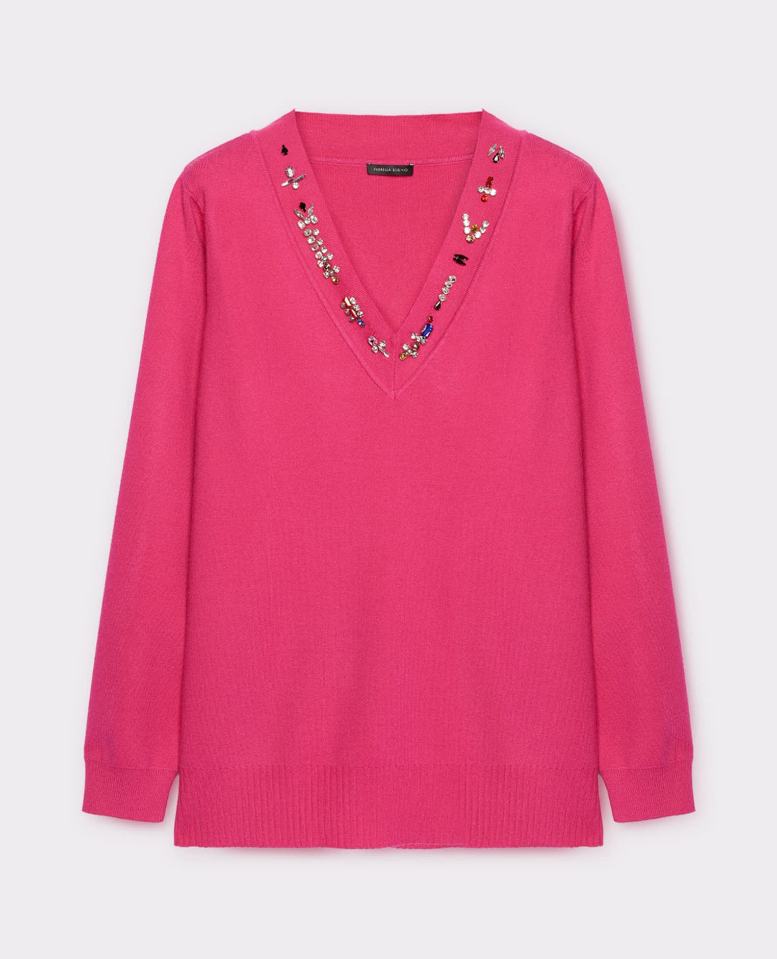 Fiorella Rubino Maglia con Ricamo sullo Scollo maglia XL Plus verde
