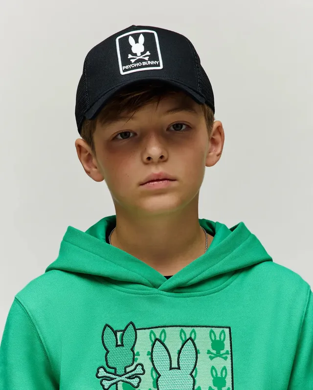 Psycho Bunny Kids Accessories Adamo Cappellino trucker nero O/S in cotone
