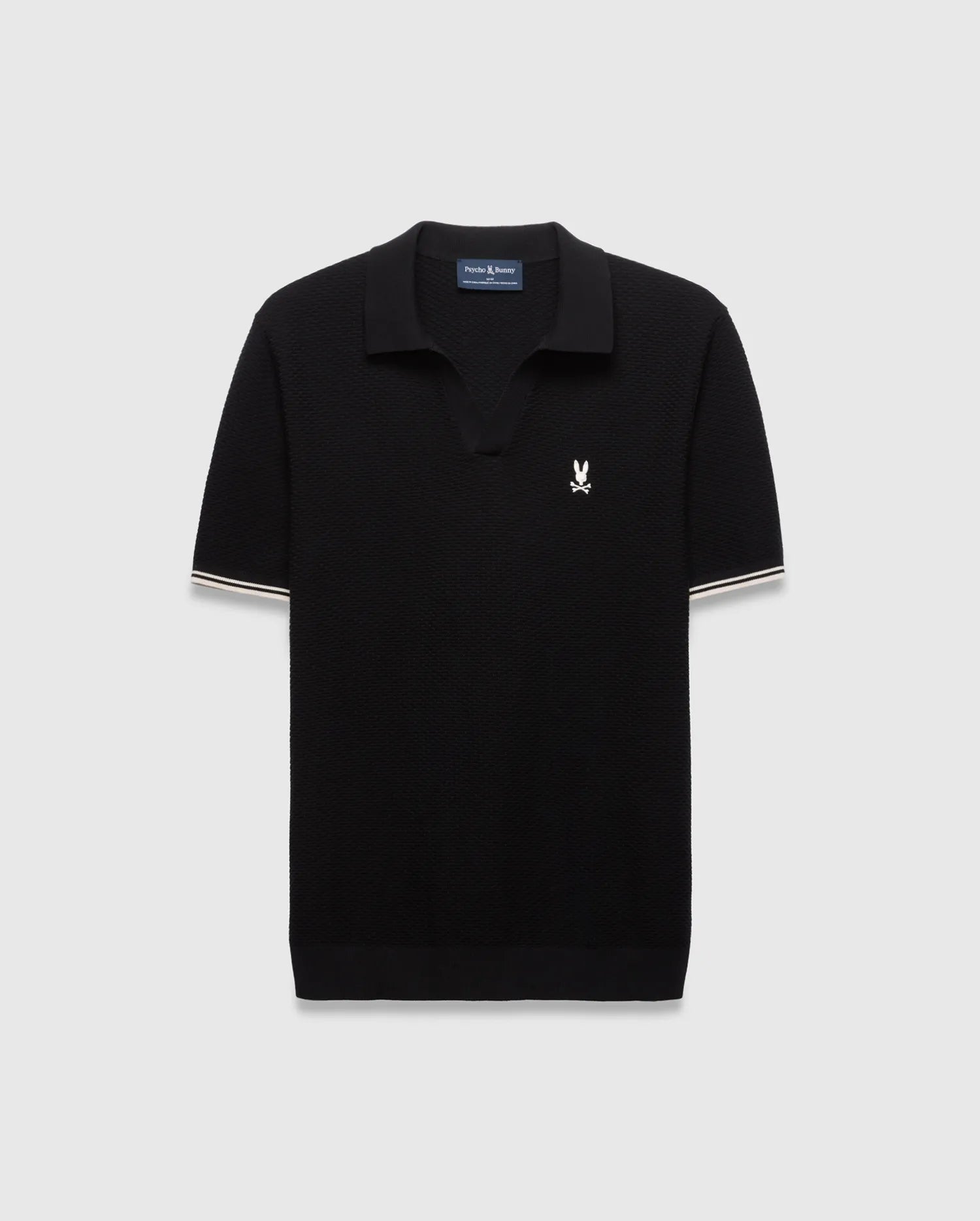Psycho Bunny Men's Polos Selby Knit Polo polo nera da uomo in cotone