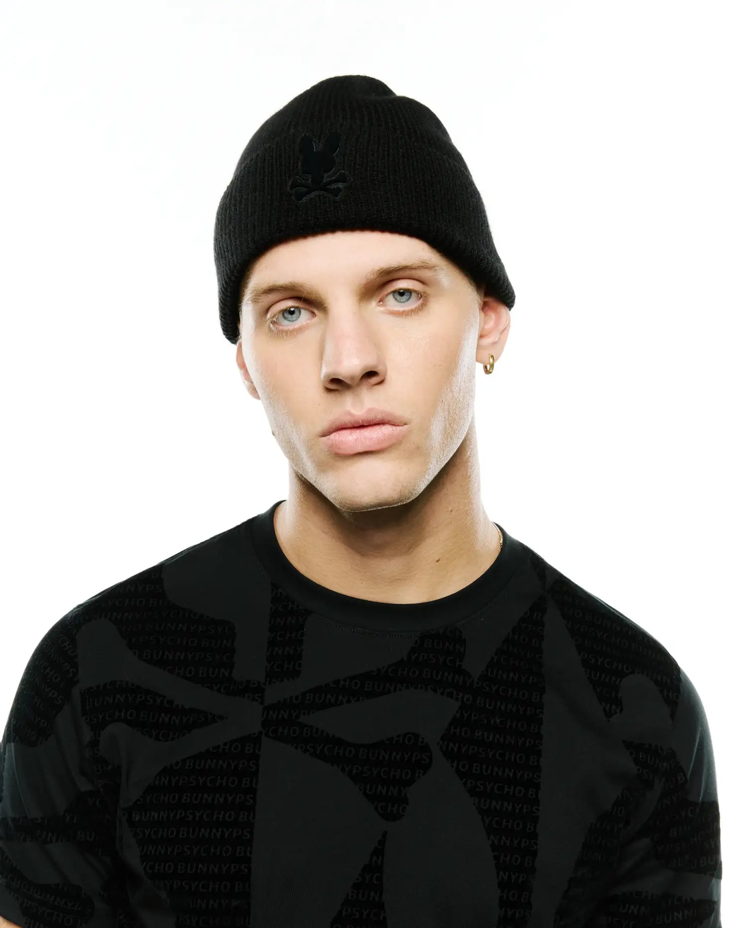 Psycho Bunny Accessories Leighton Merino Beanie berretto nero 001, lana merino