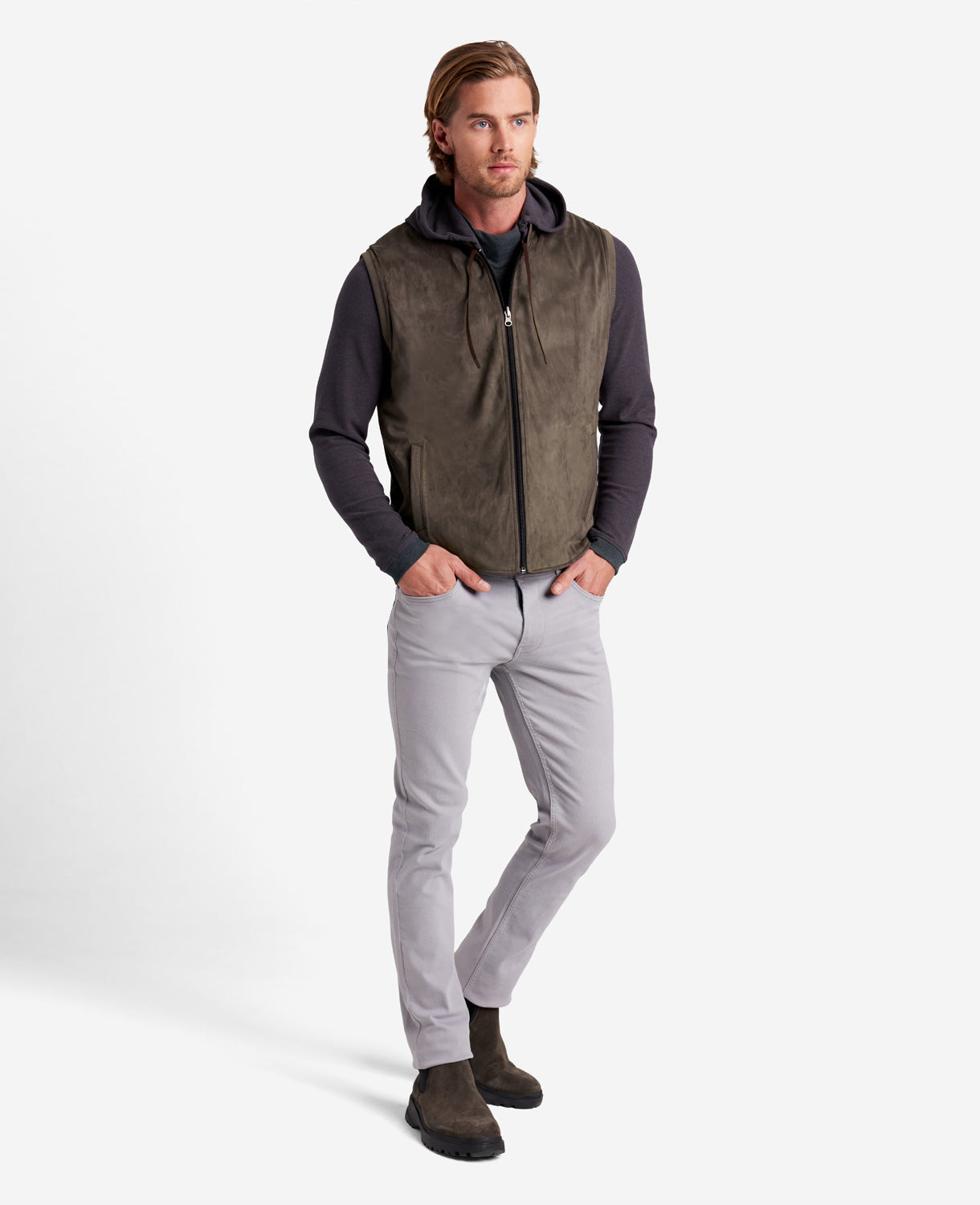 Kenneth Cole Reaction Reversible Water-Resistant Vest gilet marrone e nero imbottito