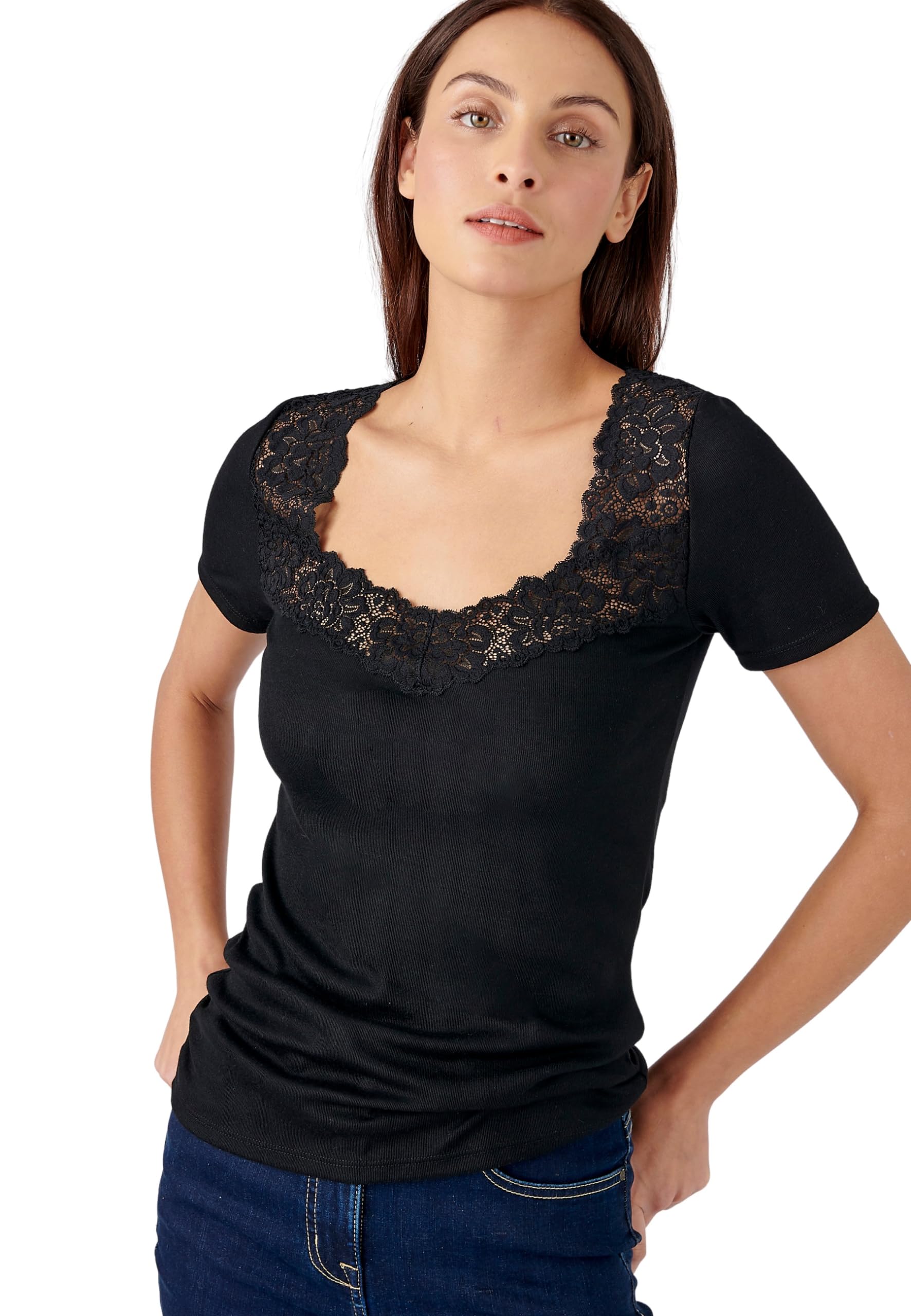 Damart Biancheria intima Morbidezza Seta maglietta nera S 1 pezzo comfort