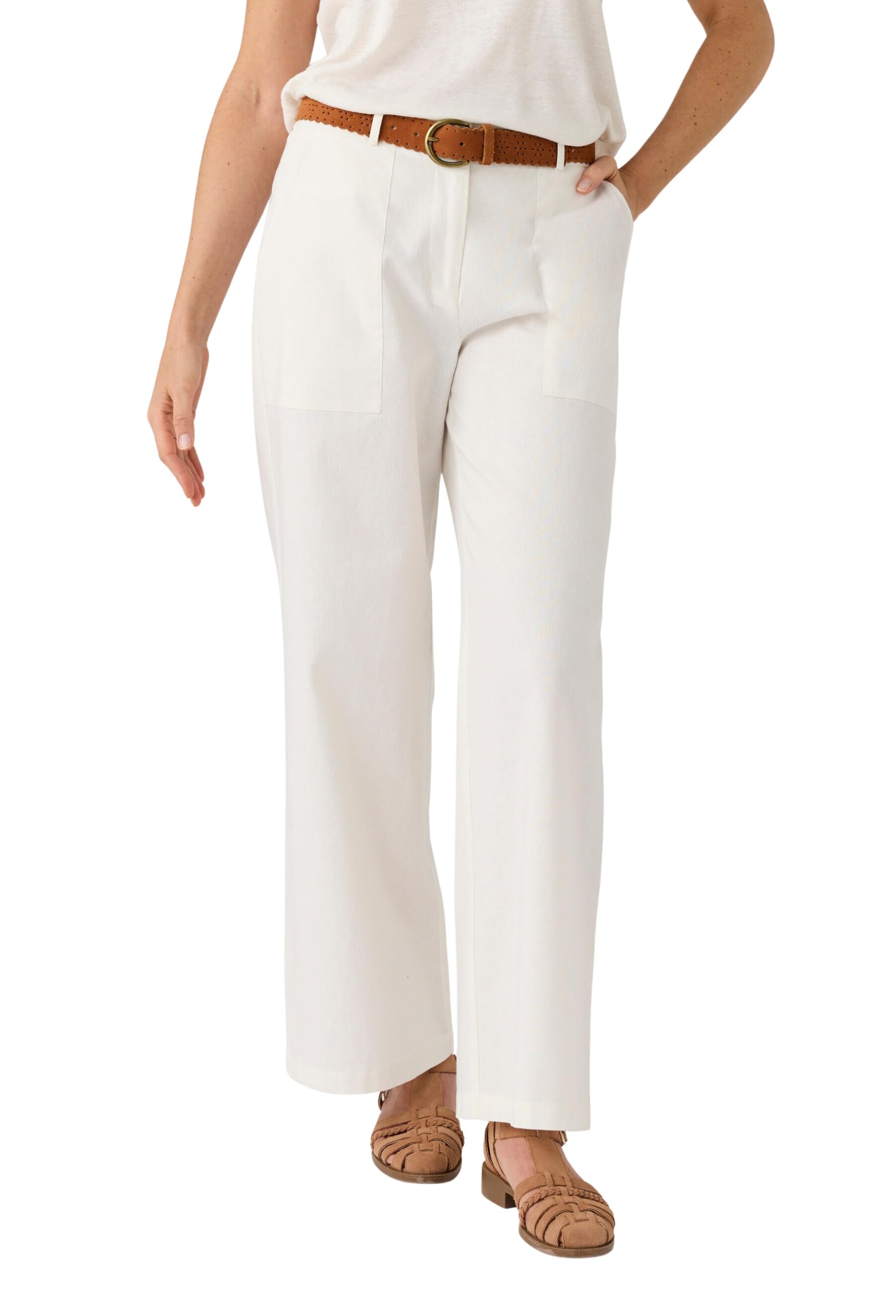 Damart Prêt-à-porter pantaloni misti lino e cotone donna 56 bianco