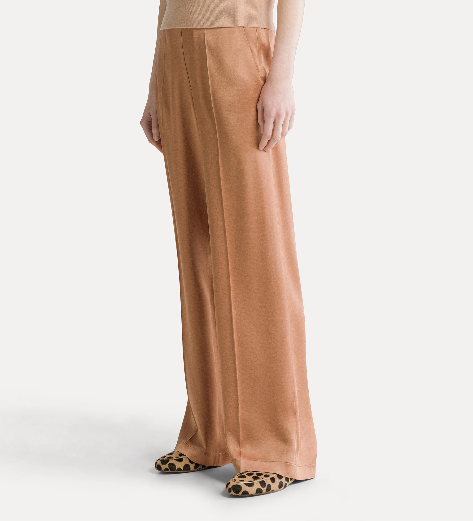 Forte pantaloni envers satin high-waisted trousers pantaloni color the