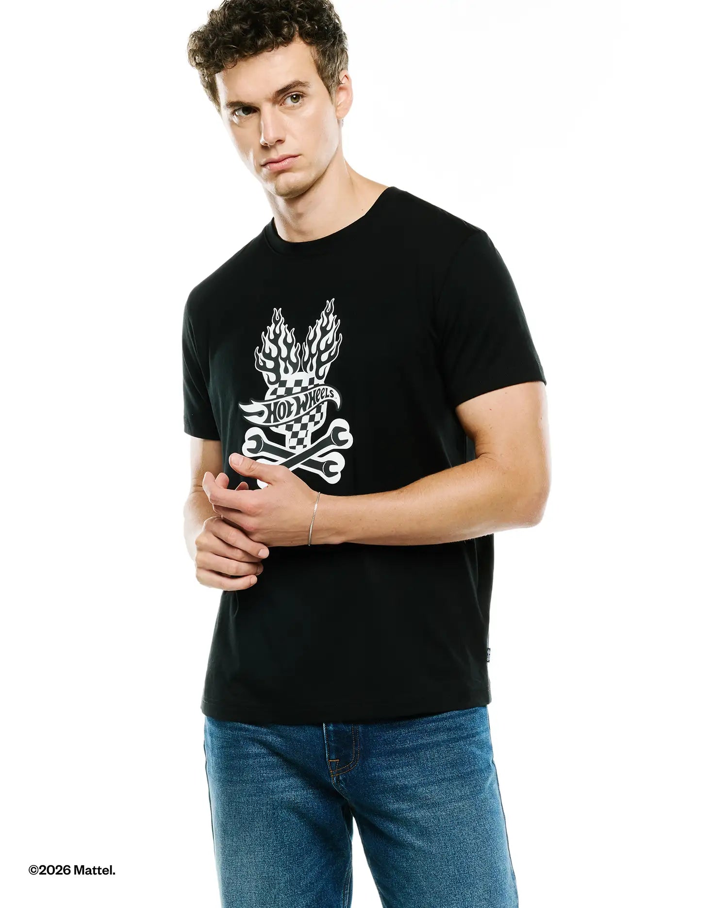 Psycho Bunny Men's Tees Hot Wheels t-shirt nera cotone Pima