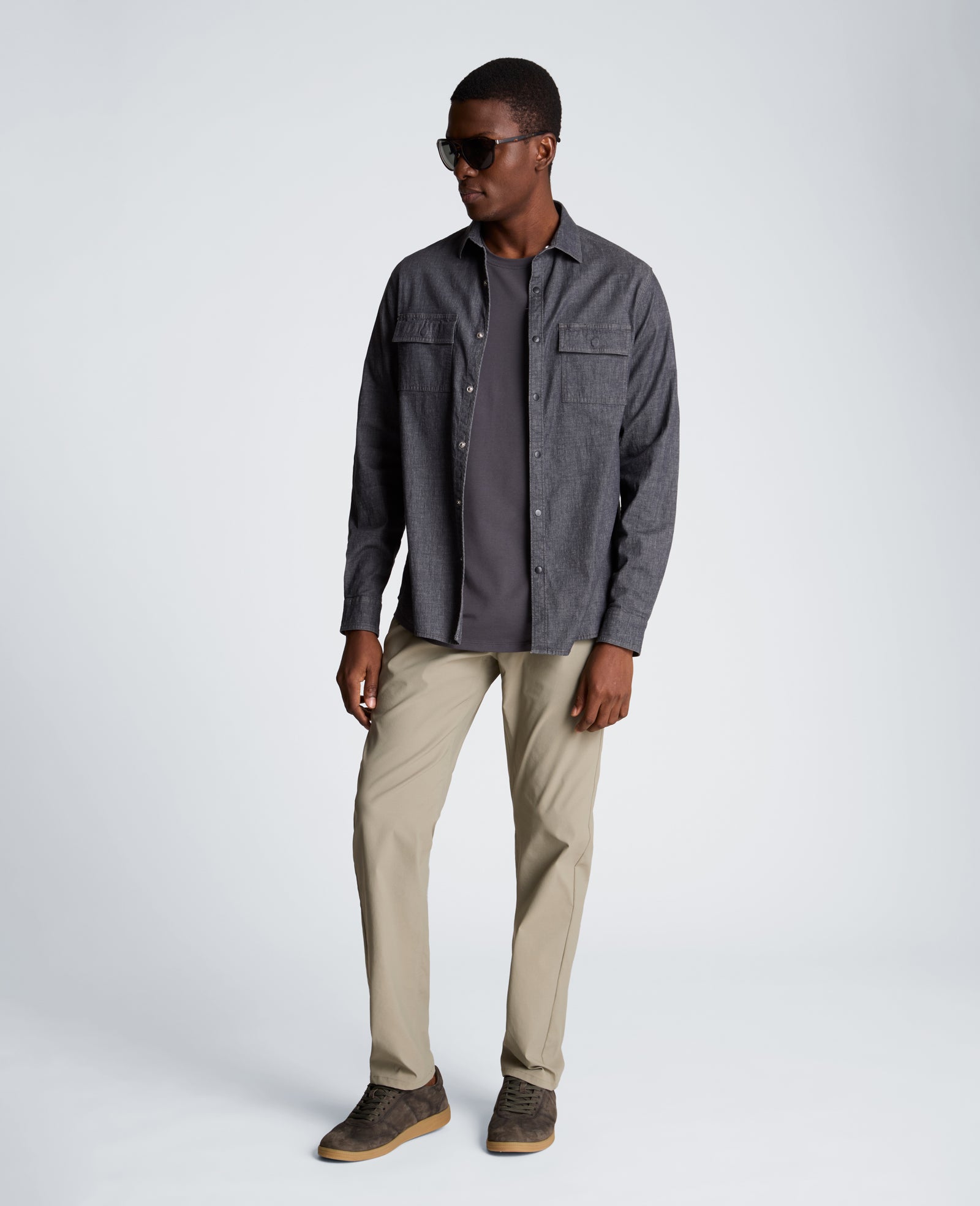Kenneth Cole Reaction Clothing Performance Crew Neck T-Shirt maglietta antracite S cotone elasticizzato