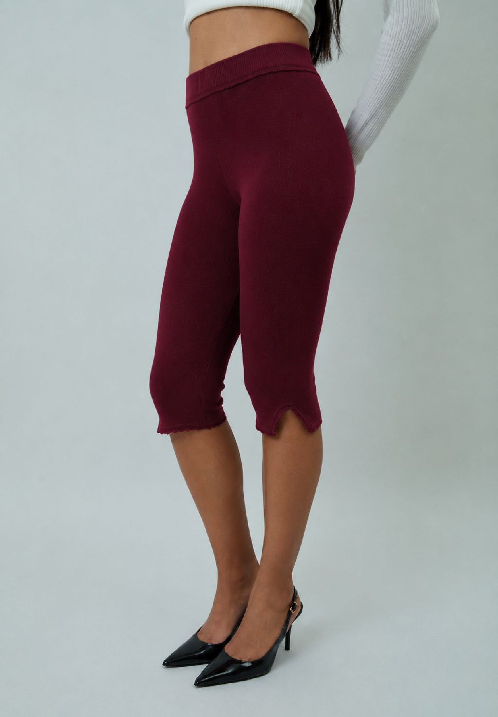 House Of Sunny Women's Shorts & Trousers Cherry Knitted Capri Leggings leggings capri taglie UK 6-18 vita alta