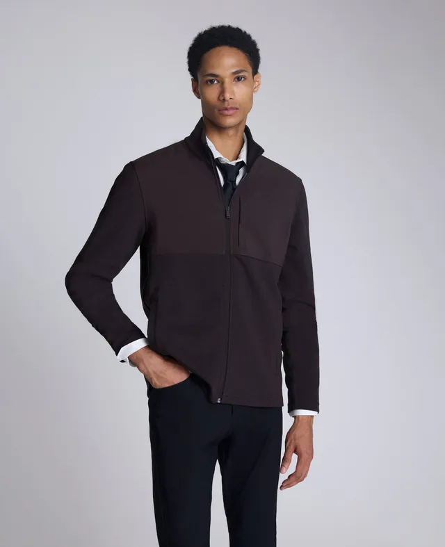 Kenneth Cole Reaction Clothing Mock Neck Full Zip Jacket giacca marrone collo alto