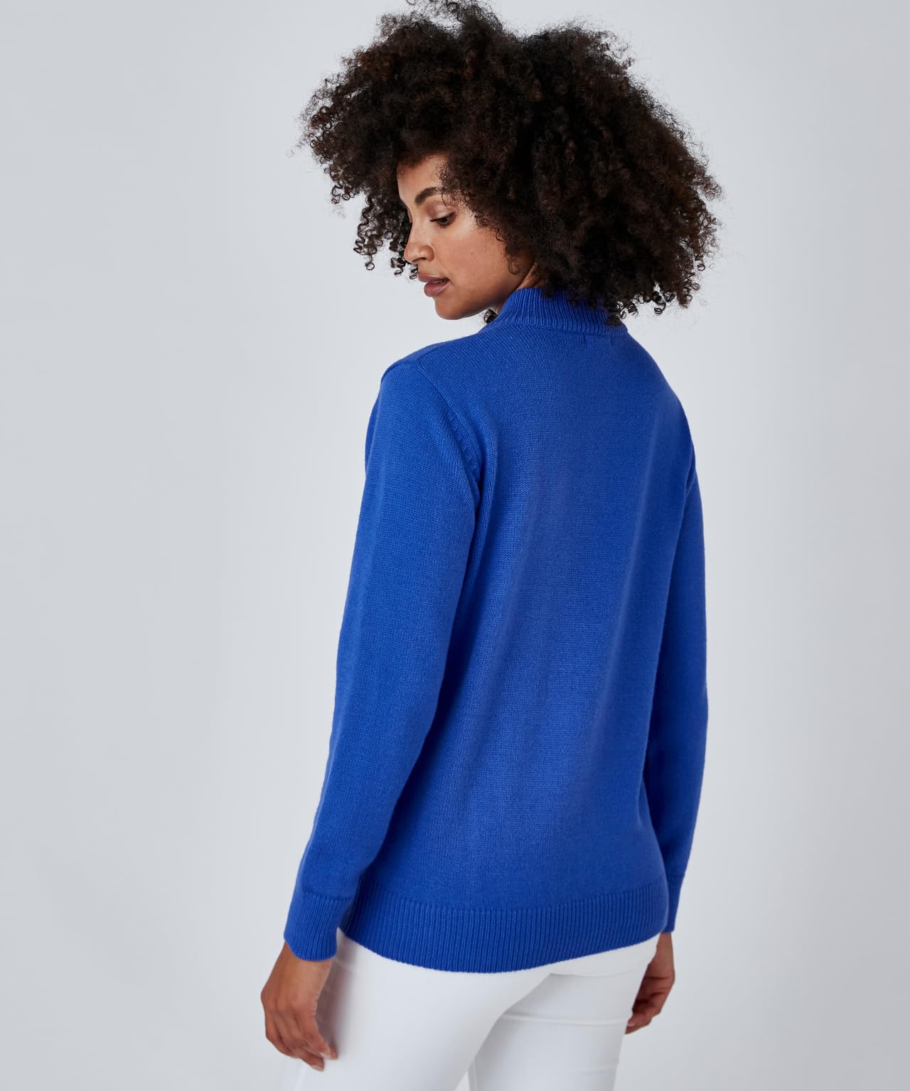 Damart Prêt-à-porter maglione collo alto abbottonato blu porcellana 40