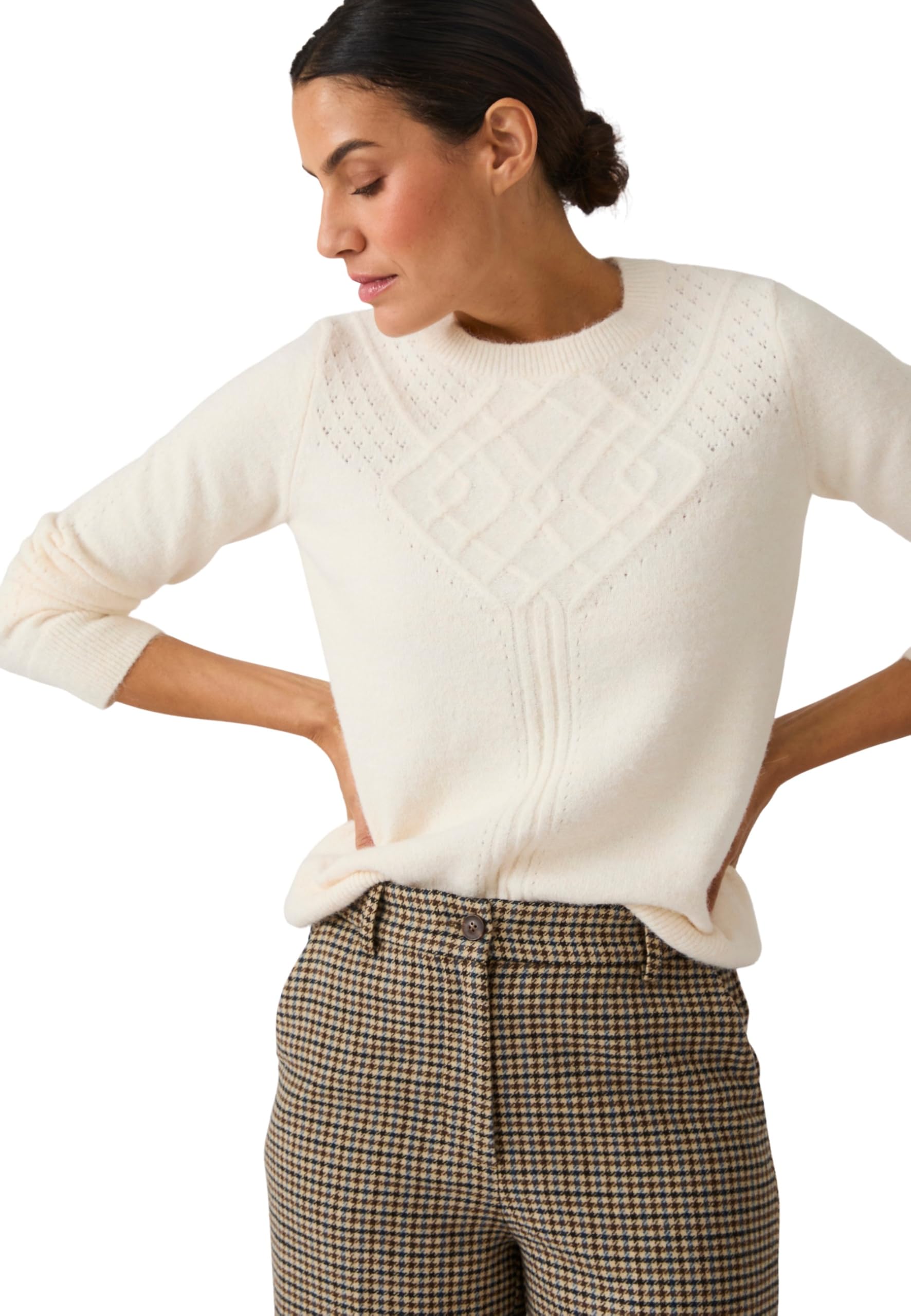 Damart Thermolactyl Maglione da donna marrone beige traforato