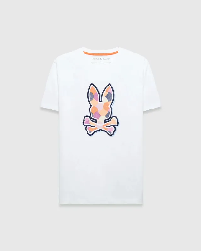 Psycho Bunny Men's Tees Ethan Graphic Tee t-shirt bianca cotone Pima