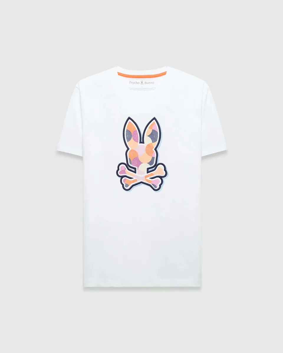 Psycho Bunny Men's Tees Ethan Graphic Tee t-shirt bianca cotone Pima