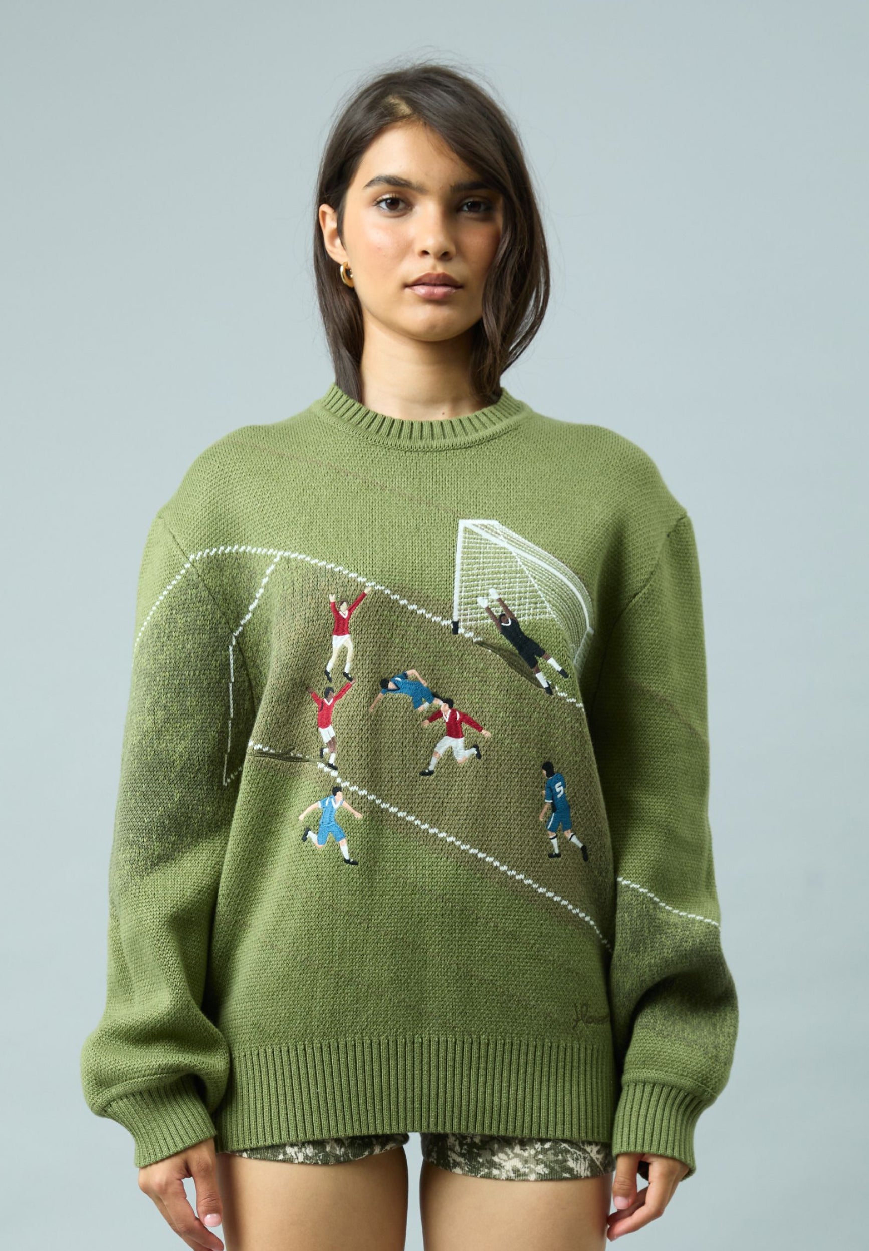 House Of Sunny Women's Knitwear Match of the Day 2.0 maglione jacquard verde
