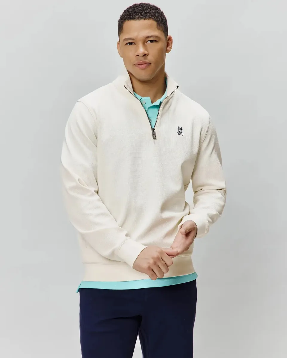 Psycho Bunny Maxton Waffle 1/4 Zip MT0500253 felpa beige XXS-XXXL