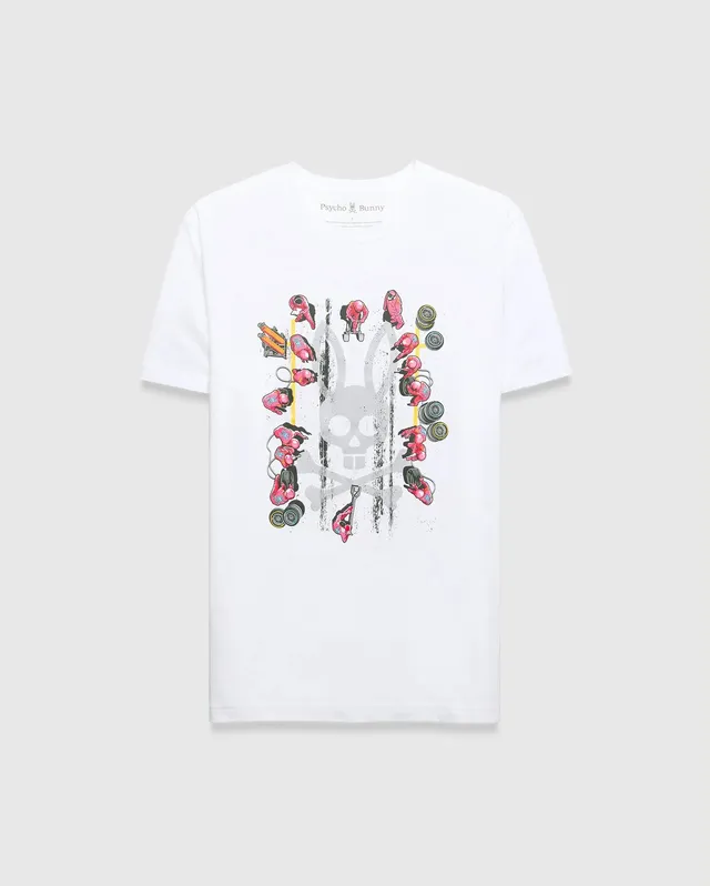 Psycho Bunny Men's Tees MENS RACE BUNNY GRAPHIC TEE MT0200597 T-shirt bianca