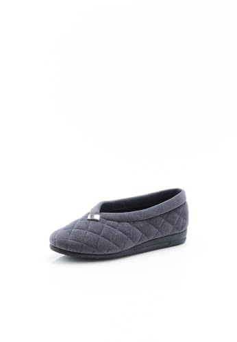 Damart Calzature pantofole da donna in velluto trapuntato blu