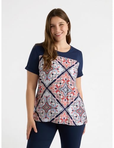 Fiorella Rubino Top e t-shirt T-Shirt con Inserto Stampato t-shirt M Plus jersey blu