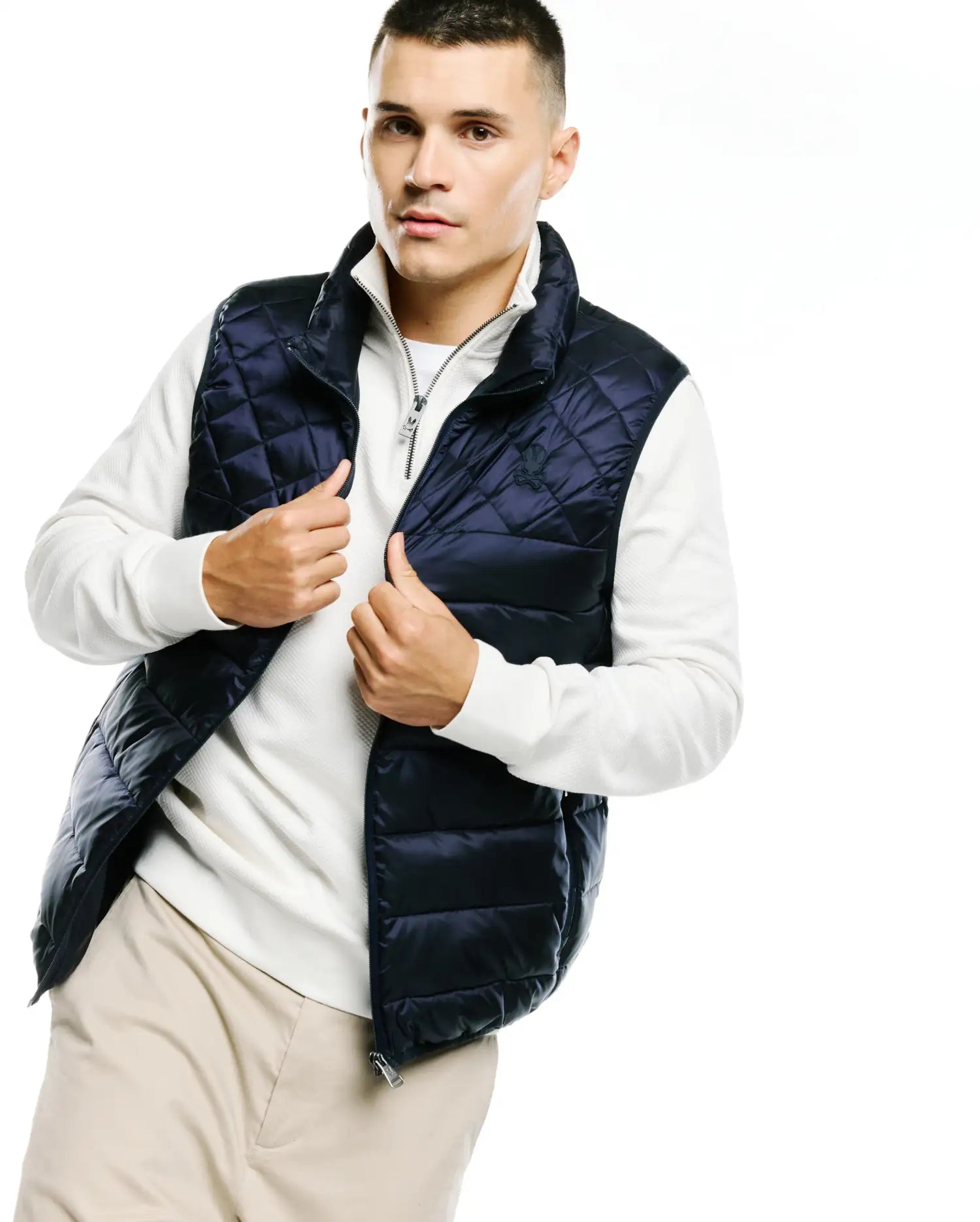 Psycho Bunny Jackets MENS EMERIK QUILTED PUFFER VEST MO1100063 gilet blu imbottito