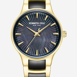 Kenneth Cole Reaction Watches Classic Two Tone Bracelet Watch orologio nero oro