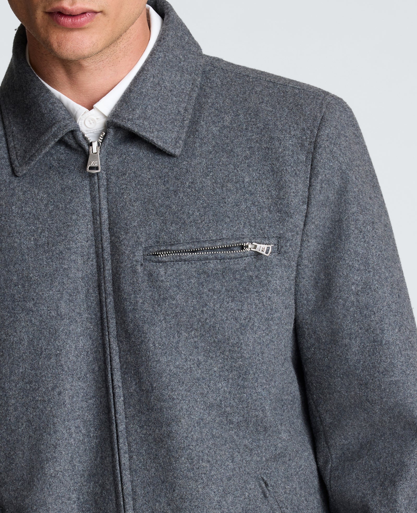 Kenneth Cole Reaction Wool Shirt Collar Jacket giacca uomo nera in lana