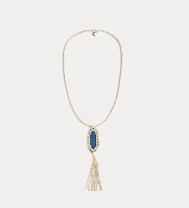 Forte gioielli rope and crochet necklace collana seta con pietra