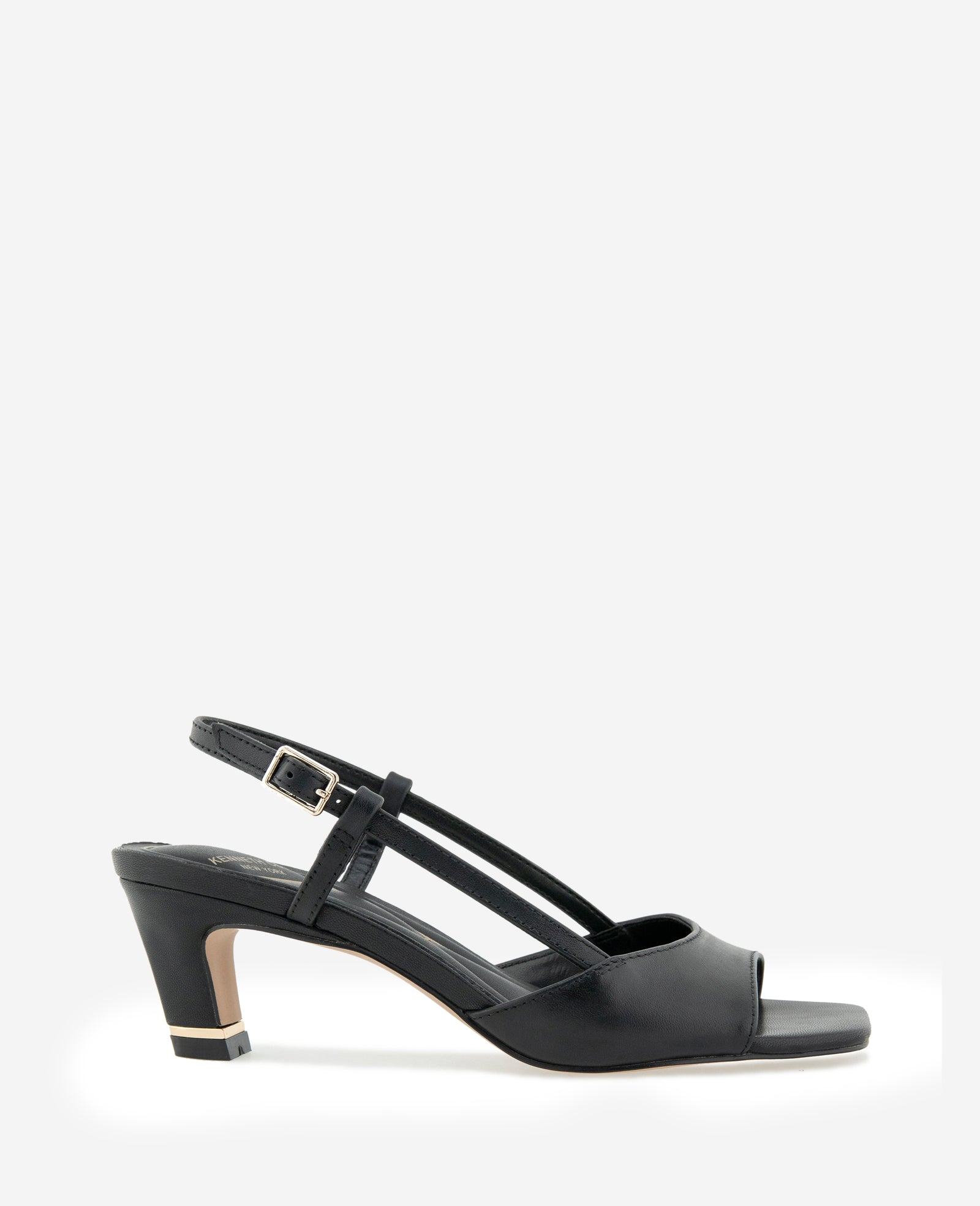 Kenneth Cole Reaction Shoes Anna Leather Open Toe Slingback Sandal nero pelle
