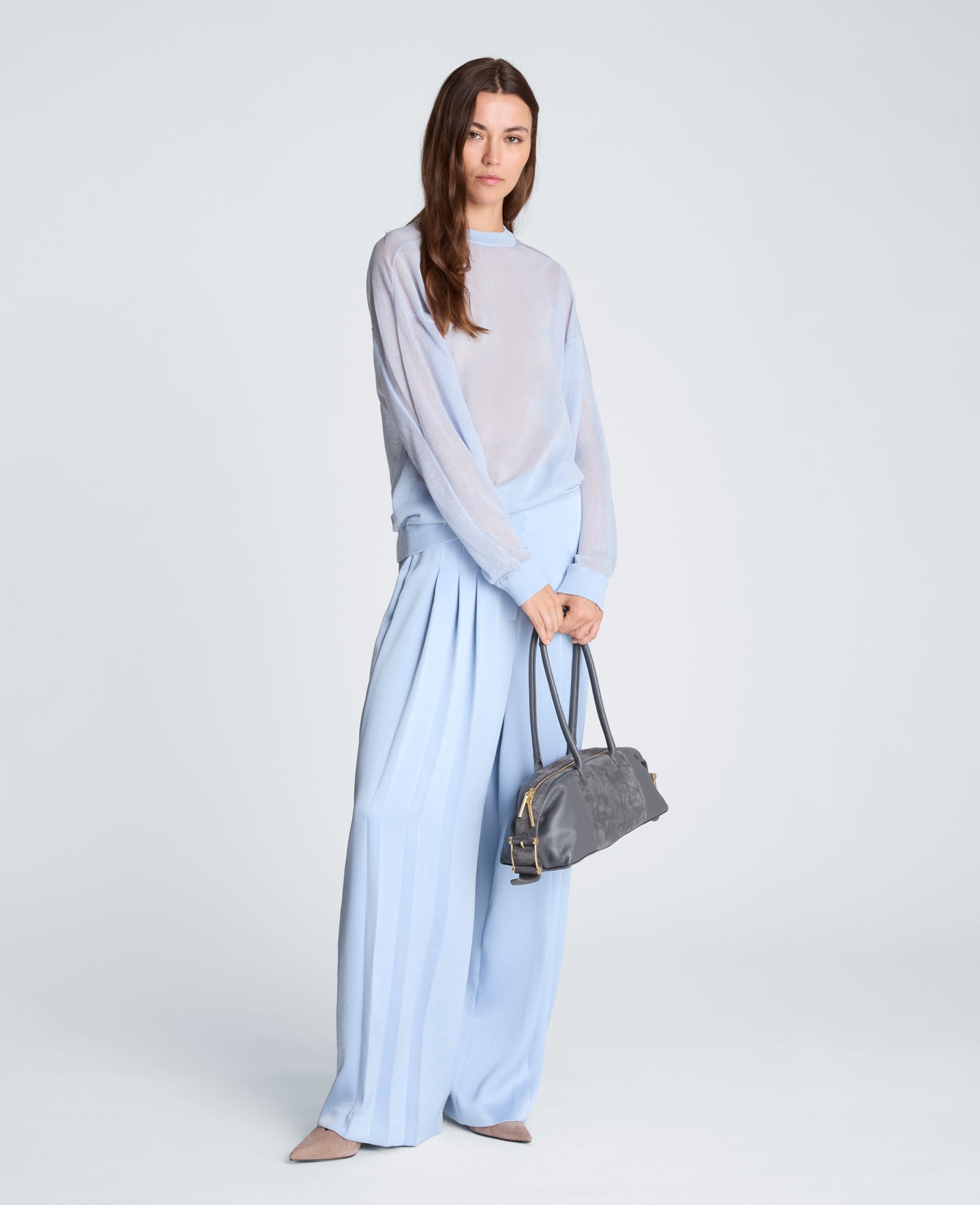 Kenneth Cole Reaction Clothing Sheer Crew Neck Sweatshirt felpa blu Serene Blue XS leggera