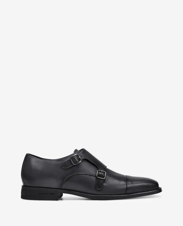 Kenneth Cole Reaction Shoes Charles Double Monk Strap Cap Toe Oxford in pelle antracite
