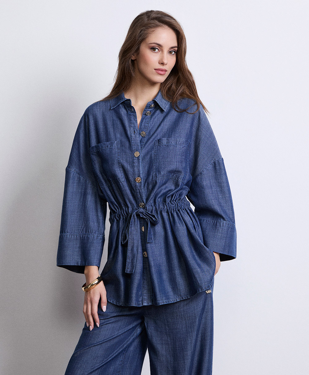 Markup Donna Giacche & Giubbotti Overshirt tessuto effetto denim con coulisse