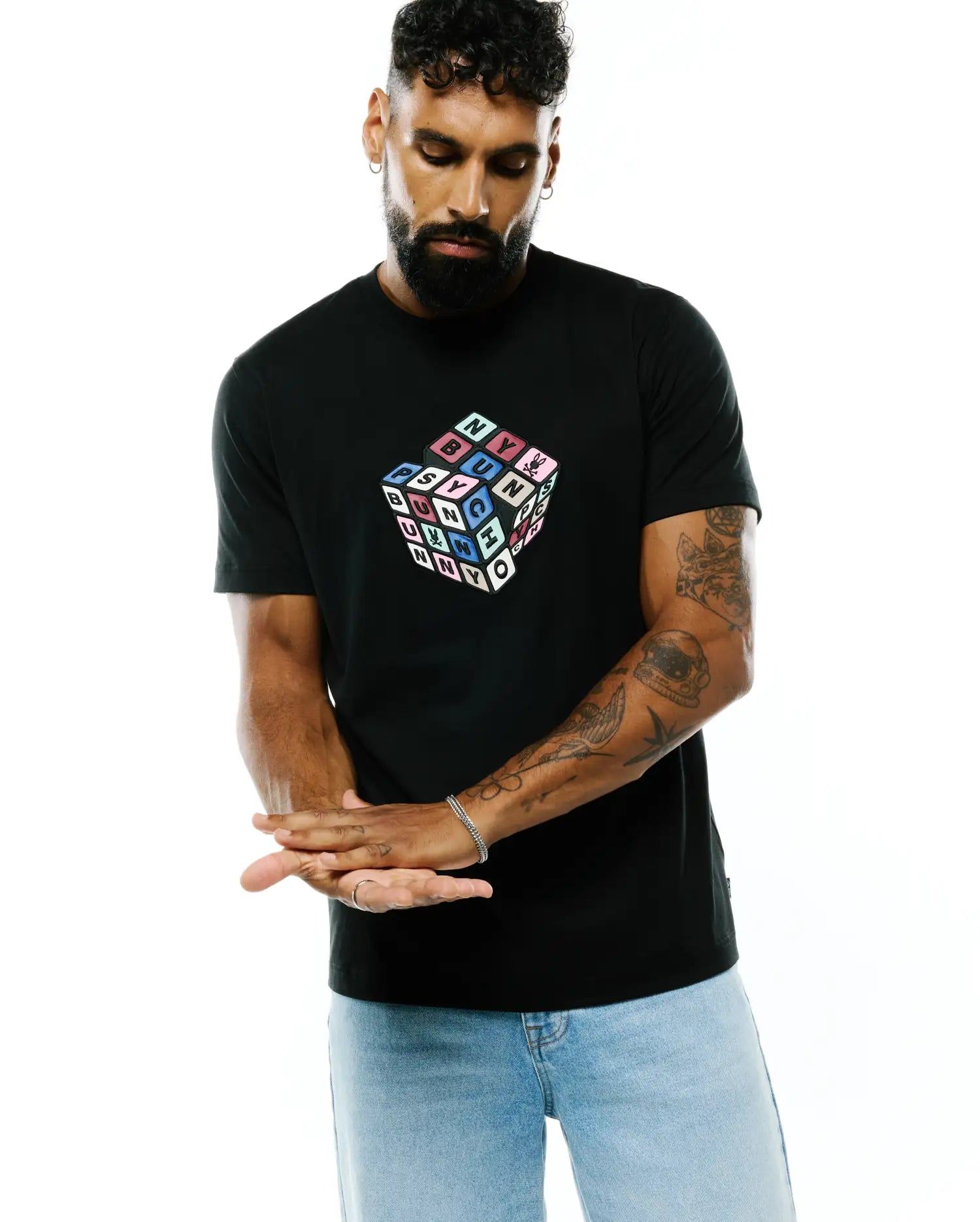 Psycho Bunny Men's Tees Men's Eddy Graphic Tee maglietta nera