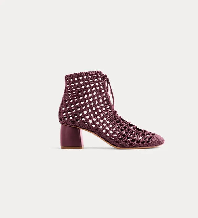 Forte scarpe My Penelope Woven Ankle Boots stivaletti bordeaux in nappa