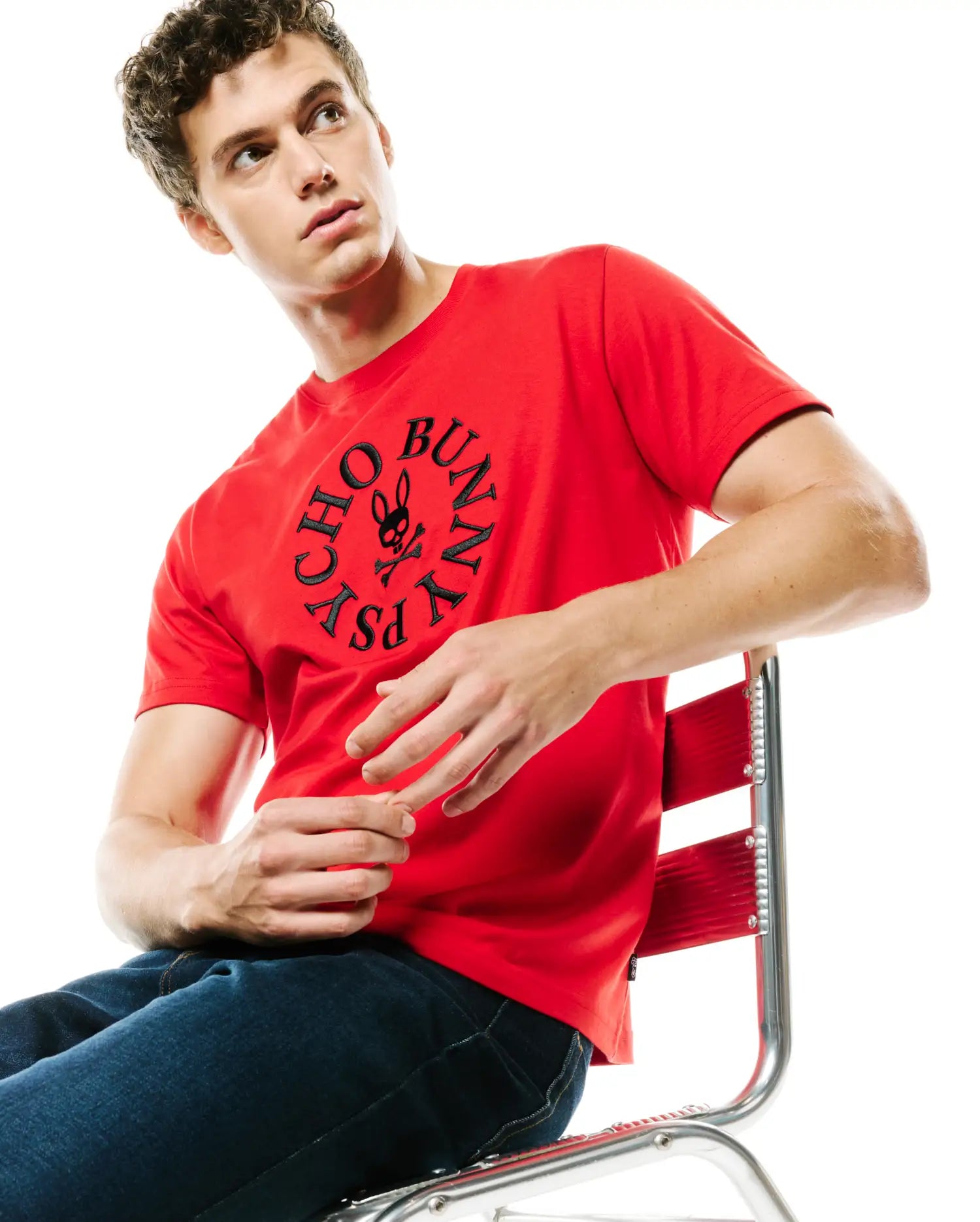 Psycho Bunny Men's Tees MENS VALLANCE GRAPHIC TEE MT0200658 t-shirt rossa in cotone Pima