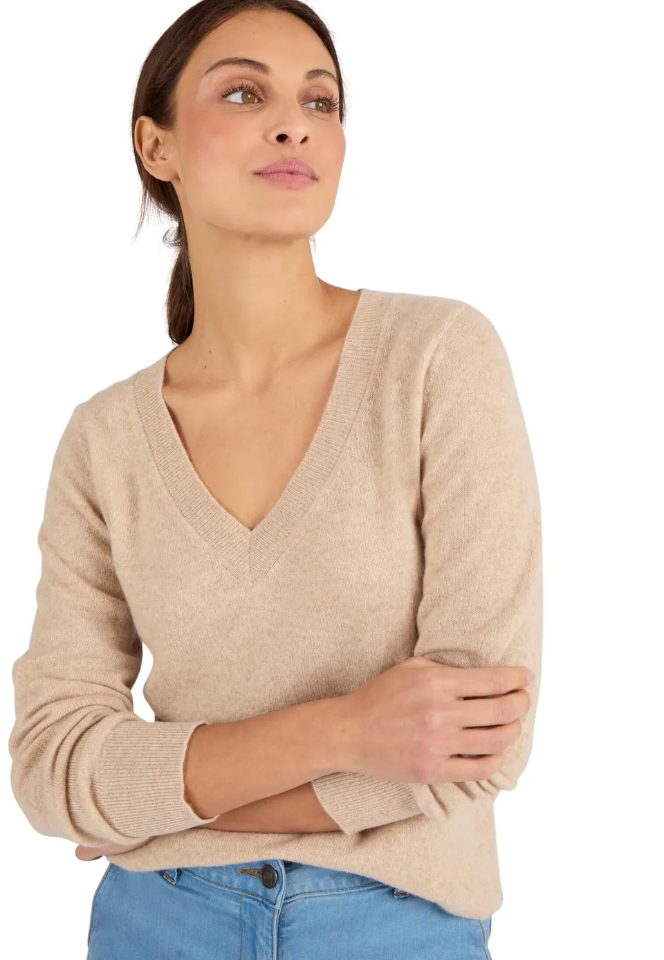 Damart Prêt-à-porter maglione in cashmere marrone beige melange 38-40