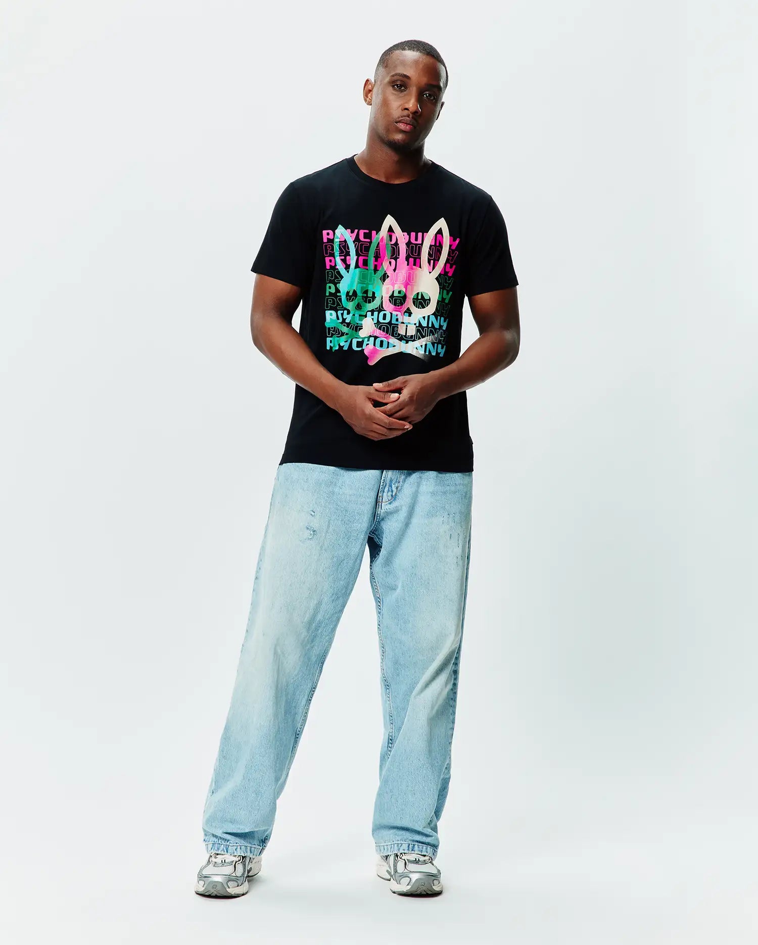 Psycho Bunny Men's Tees Landon Wordmark Tee MT0200309 t-shirt nera regular fit