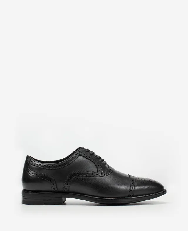 Kenneth Cole Reaction Shoes Future Pod Medallion Cap Toe Lace up scarpe nere in pelle
