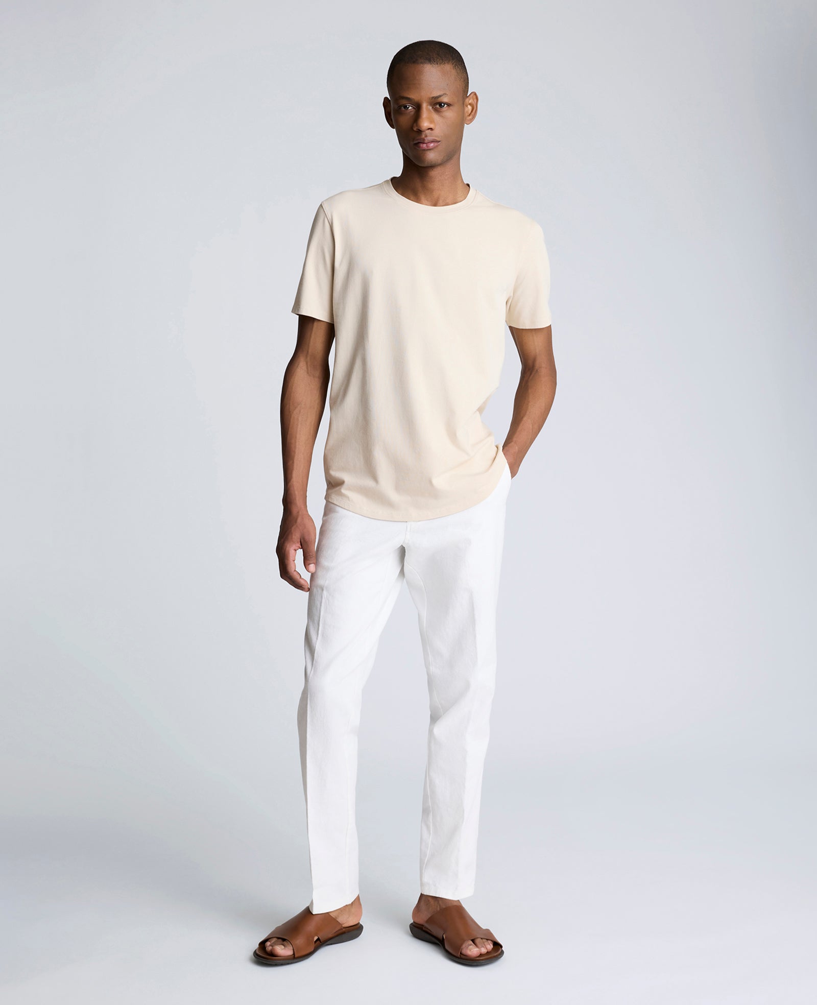 Kenneth Cole Reaction Clothing Linen Blend Slim Fit Flat Front Chino Pant pantaloni chino bianchi 29/30 lino-cotone