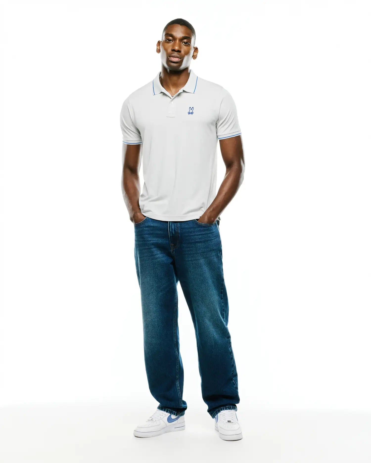 Psycho Bunny Men's Polos Joji Performance Polo polo blu 022, stretch