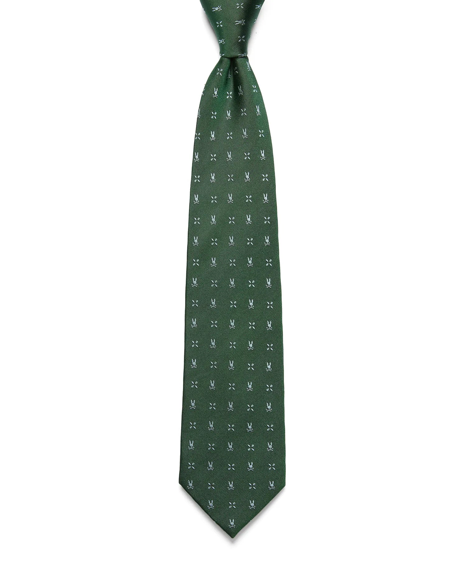 Psycho Bunny Accessories MENS BUNNY NEAT SILK TIE MO1700033 cravatta verde in seta