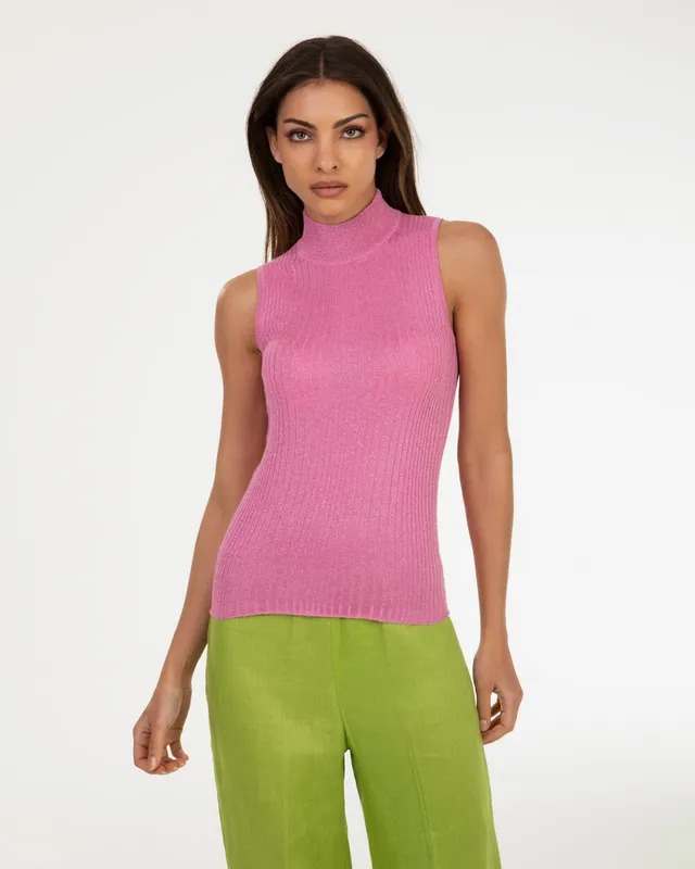 Markup Donna Maglieria lupetto smanicato in lurex maglia