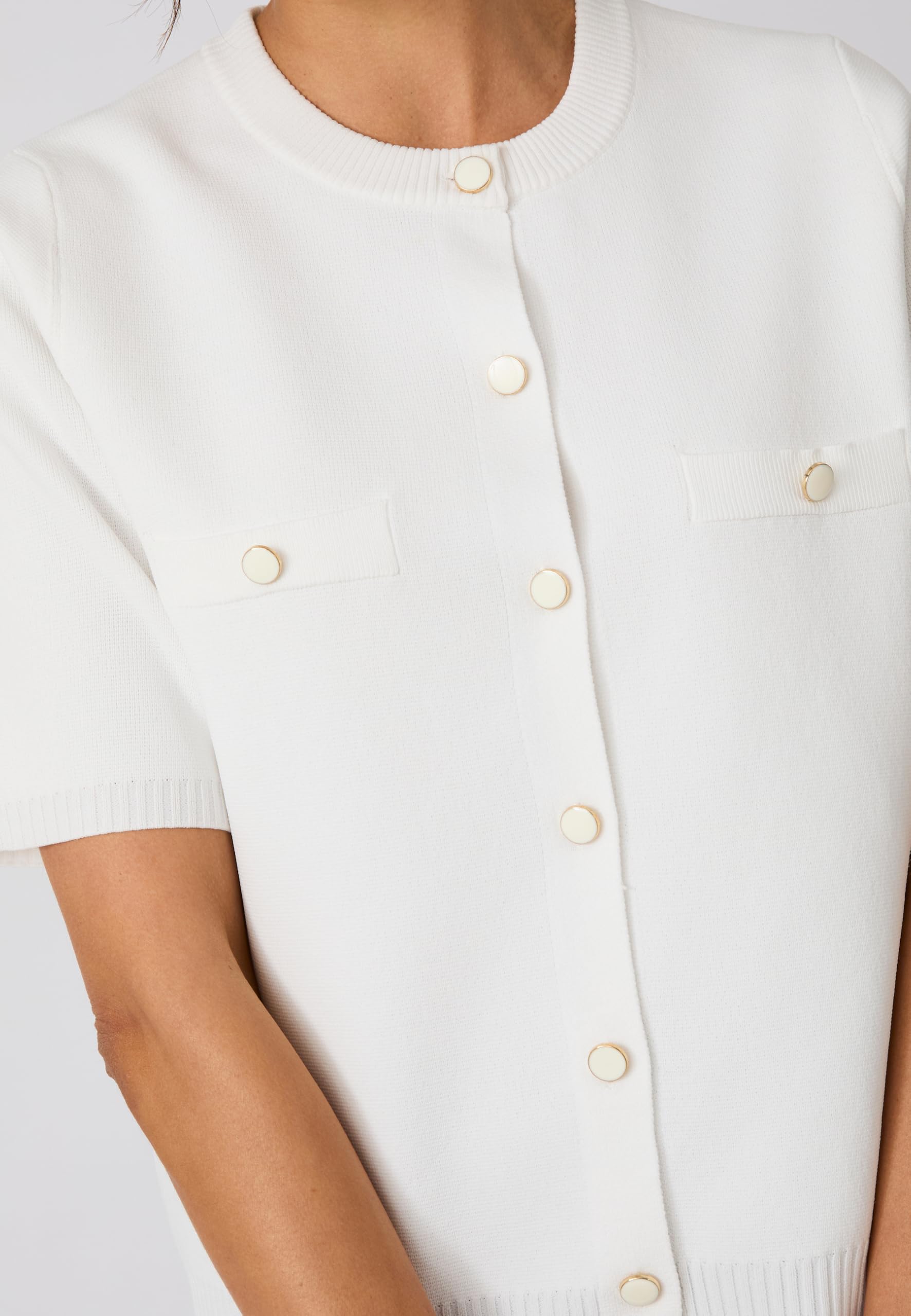 Damart Prêt-à-porter cardigan maglia Milano donna manica corta bianco 38-40