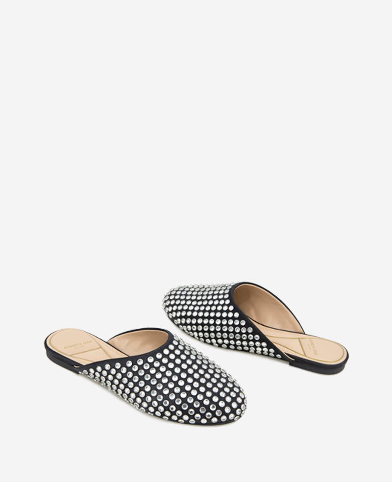 Kenneth Cole Reaction Saddie Studded Rhinestone Mule mule nere con strass